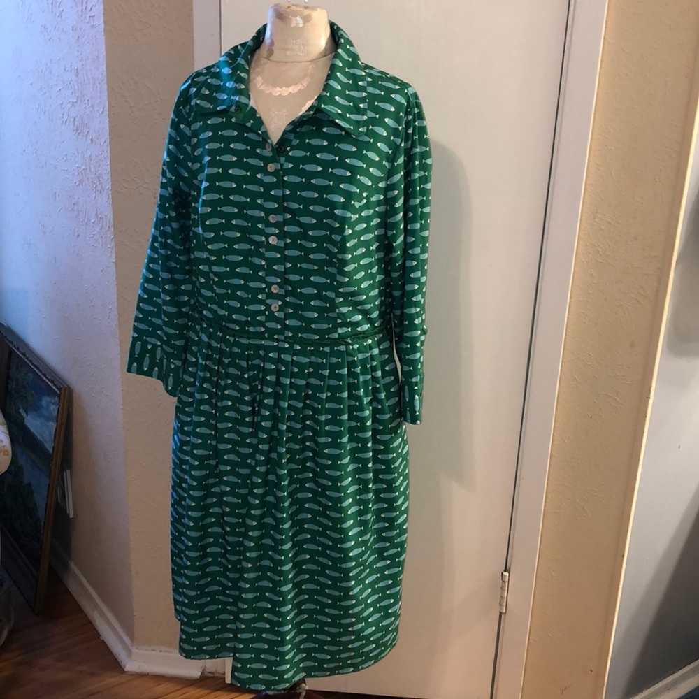 eshakti Green Patterned Shirtwaist Dress